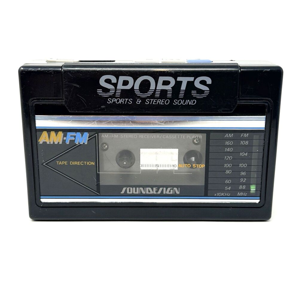 Soundesign 4369BLK AM FM Stereo Cassette Player Portable Walkman Vintage Tested